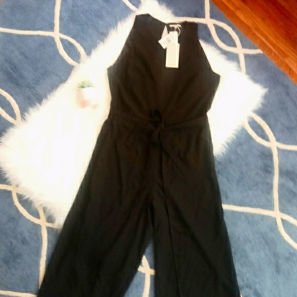 ❇ NWT ❇ Joie Mairead Black Tie Waist Wide Leg Faux Wrap Jumpsuit, Size 2 - Picture 2 of 13